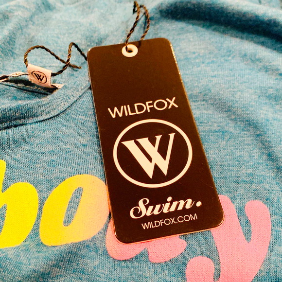 Wildfox Nobody Owns The Beach Teal Blue Paradise Cami Tank Swim Cover Top Small - Picture 8 of 13